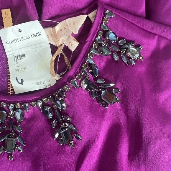 TED BAKER Jadore Purple Beaded Dress - Picture 8 of 8